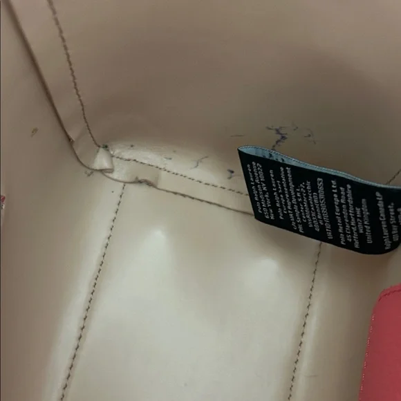 Lauren Ralph Lauren Newberry Medium Vibrant Pink Pebbled Tote Bag - Picture 9 of 14